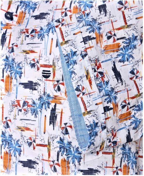 REDMOND Kurzarmhemd weiss multicolor Print Casual Comfort Fit